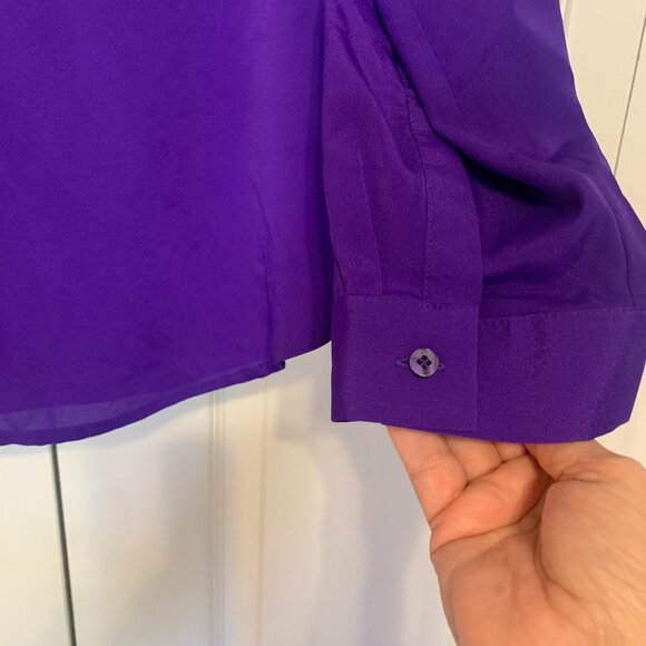Attention Bright Purple Medium Long Sleeve Dressy Blouse - Picture 5 of 6
